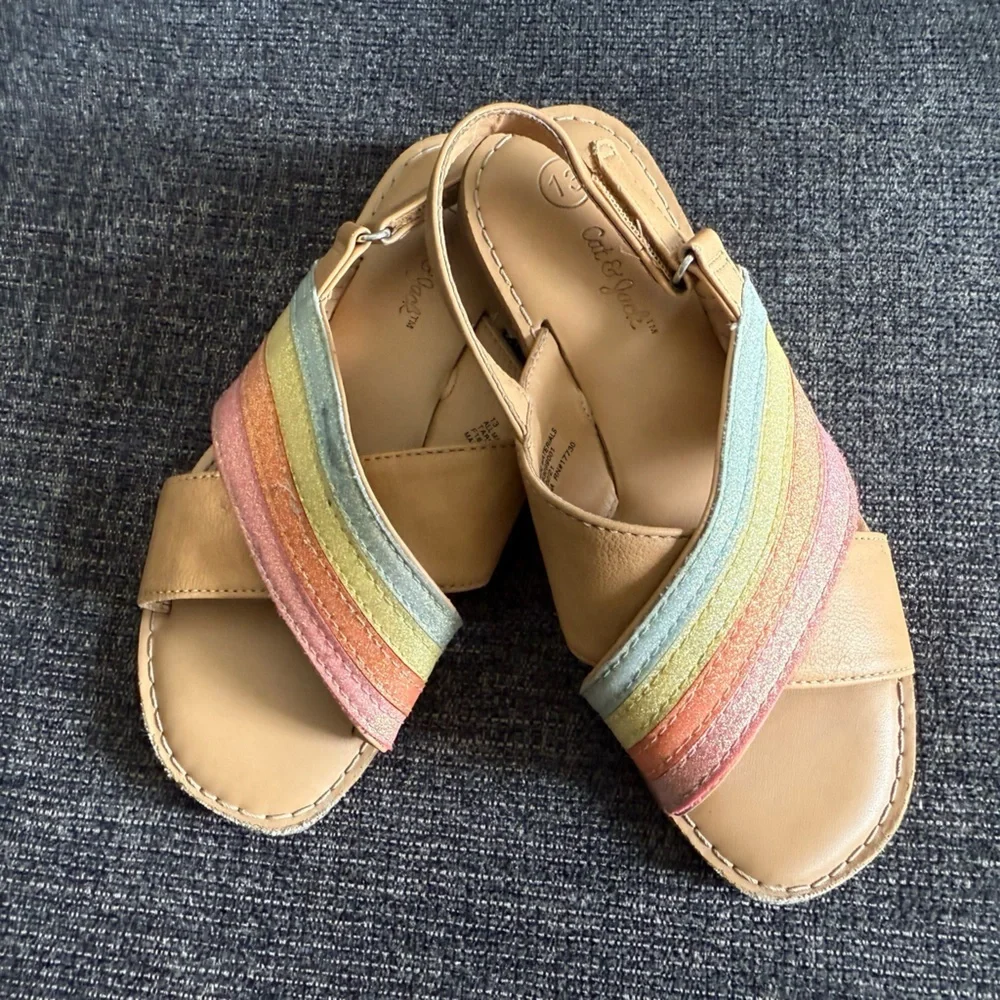 Cat & Jack Tan and Orange Sandals Lightweight Design summer style /size 13